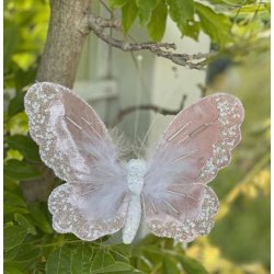 Sommerfugle i 3 ass farver nude, rosa og guld 